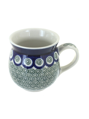 Blue Rose Polish Pottery Peacock Swirl Bubble Mug