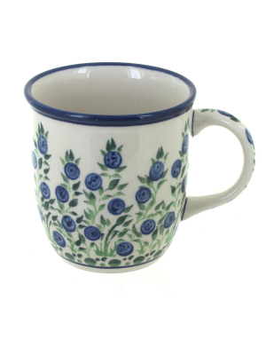 Blue Rose Polish Pottery Porcelain Vine Coffee Mug