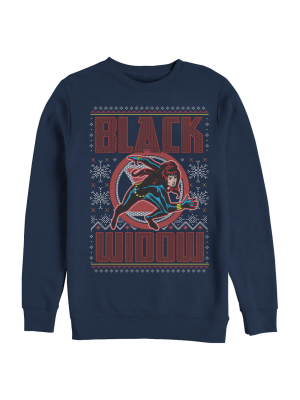 Men's Marvel Ugly Christmas Black Widow Snow Sweatshirt