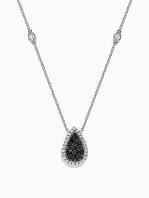 Effy 14k White Gold Black And White Diamond Pear Shaped Necklace, 1.09 Tcw