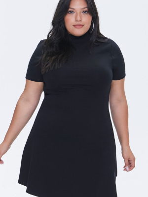 Plus Size Mock Neck Skater Dress