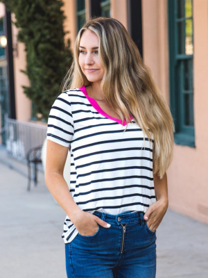 Reese Top - White Stripe