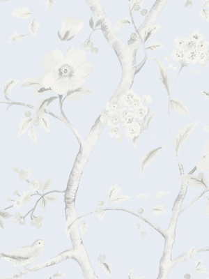 Southport Floral Trail Wallpaper In Blue Frost And Cove Grey From The Luxe Retreat Collection By Seabrook Wallcoverings