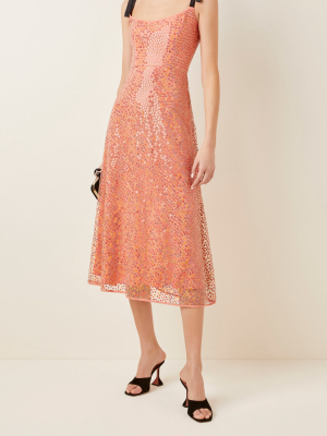 Mars Sequined Chiffon Midi Dress