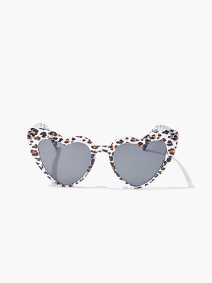 Heart-shaped Leopard Print Sunglasses