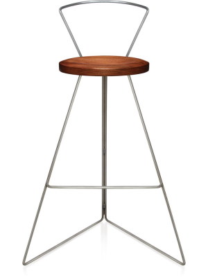 The Coleman Stool With Backrest - Walnut