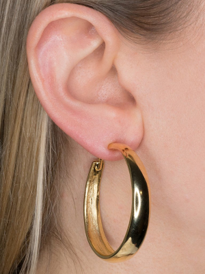 Polished Gold Tapered Hoop Earrings