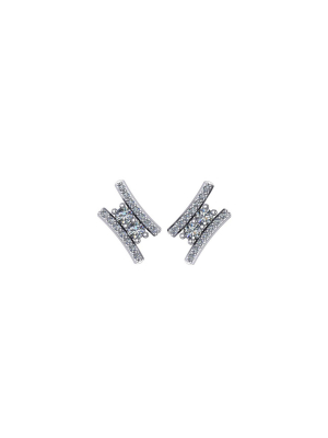 Pompeii3 3/8ct Forever Us 2 Stone Diamond Studs Women's Earrings 14k White Gold 1/2" Tall