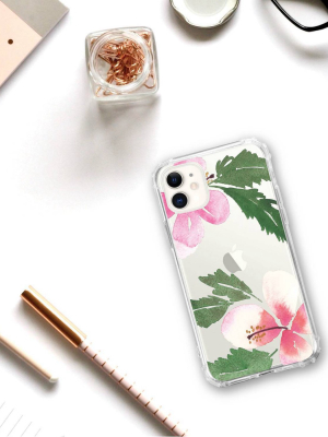 Otm Essentials Apple Iphone 11 Clear Case - Hibiscus Pink And Green