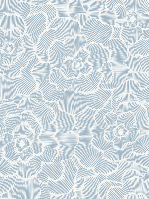 Periwinkle Textured Floral Wallpaper In Blue From The Pacifica Collection By Brewster Home Fashions