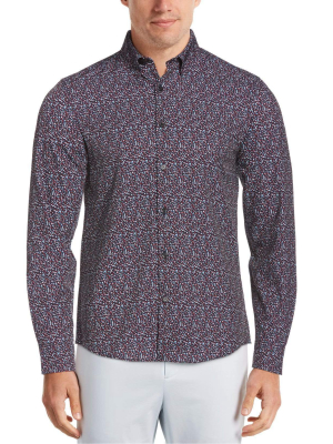 Total Stretch Slim Fit Graffiti Speckle Print Shirt