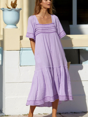 Gracie Embroidered Maxi Dress | Lilac/ Purple