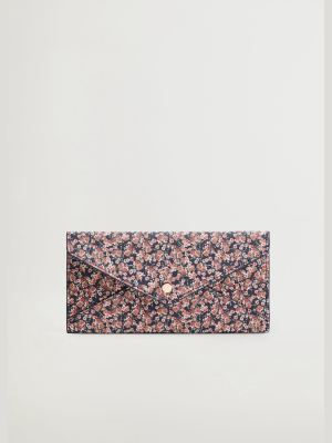 Floral Saffiano-effect Wallet