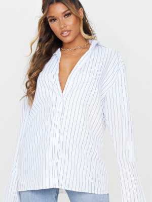 White Pinstripe Oversized Dad Shirt