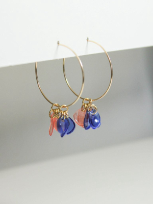 Rainbow Upcycled Hoop Earrings - Blue + Blush