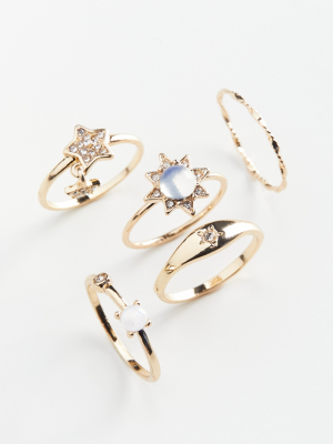 Sun And Stars Ring Set