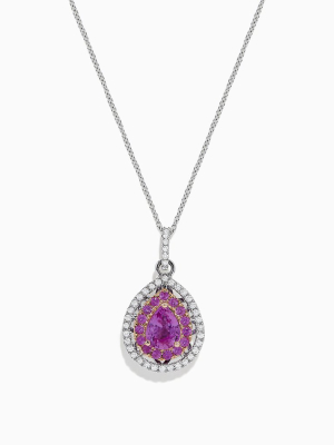 Effy 14k Two Tone Gold Pink Sapphire And Diamond Pendant, 1.74 Tcw