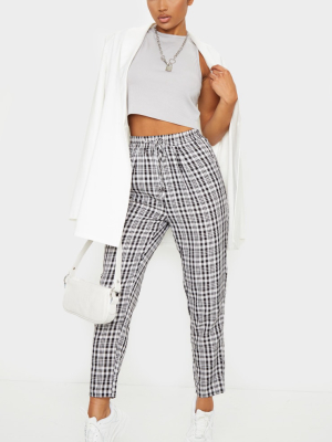 White Check Diya Casual Cigarette Trousers