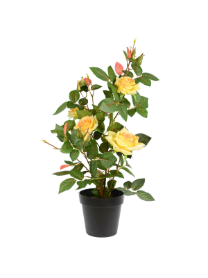 Vickerman Artificial Rose Plant In Pot.