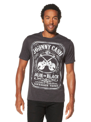 Men's Johnny Cash Man In Black Short Sleeve Graphic T-shirt - Charcoal Heather