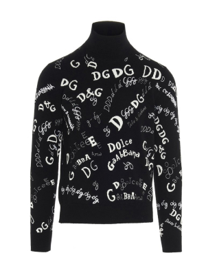 Dolce & Gabbana Logo Motif Turtleneck Sweater