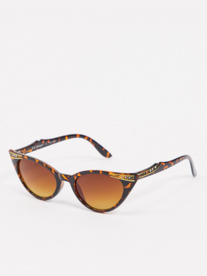 Aj Morgan Cat Eye Sunglasses In Tort With Diamante Detail