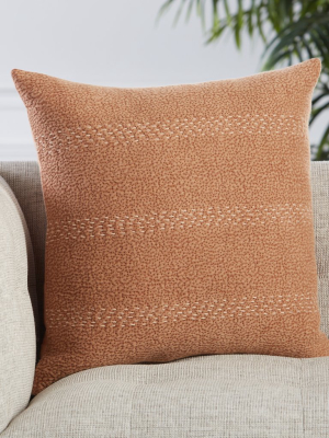 Trenton Stripes Pillow In Terracotta & Beige