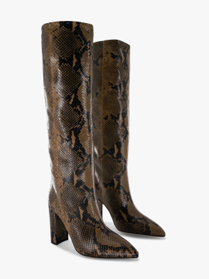 Python-embossed Leather Boot