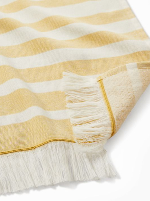 Organic Turkish Stripe Beach Towel - Dark Horseradish