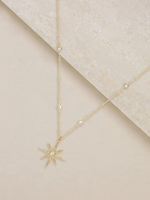 Starburst Pendant 18k Gold Plated Necklace