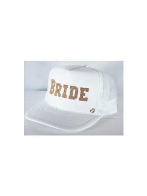 Mother Trucker Bride Hat In White