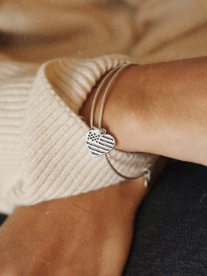 Heart Flag Charm Bangle