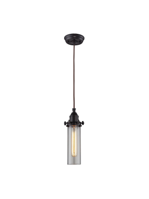 Fulton 1-light Mini Pendant In Oil Rubbed Bronze With Smoke Glass