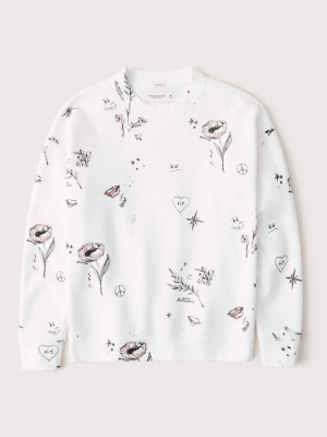 Pattern Relaxed Crew Sweatshirt