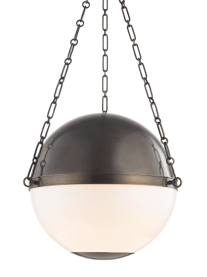 Hudson Valley Lighting Sphere No 2 3-bulb Pendant - Distressed Bronze & Opal