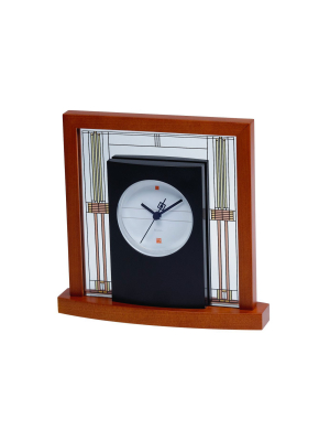 Bulova Clocks B7756 Willits Cherry Finish Glass Table Clock With Numberless Dial