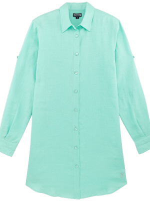 Long Linen Shirt In Mint