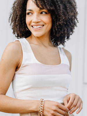 Ready To Go Tan Brown Striped Tank