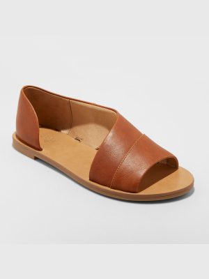 Women's Lissa Wide Width Asymmetrical Slide Sandals - Universal Thread™ Cognac 10w