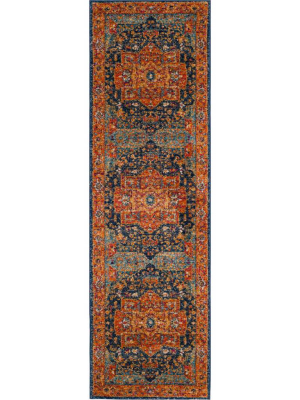 Evoke Blue/orange Runner Rug