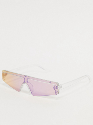 Aj Morgan Slim Visor Sunglasses In Clear With Iridescent Lens