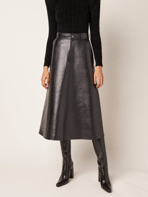 Leather A-line Midi Skirt
