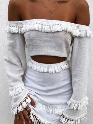 Boho Tassel High Waist Beach Mini Skirt