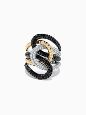 Effy 14k Two Tone Gold Black And White Diamond Ring, 1.95 Tcw