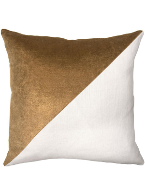 Lux Bronze And Slubby Linen Bone Pillow