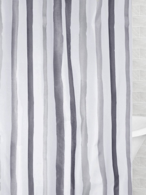 The Grey Watercolor Stripes Shower Curtain