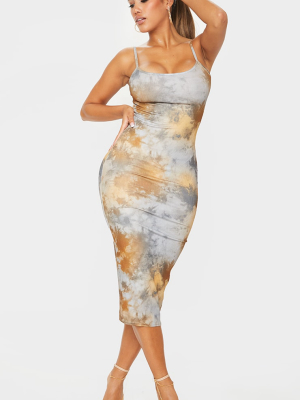 Shape Tan Tie Dye Rib Strappy Midi Dress