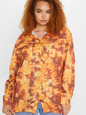 Plus Rust Tie Dye Oversized Shirt