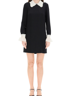 Miu Miu Contrast Ruffled Trim Mini Dress