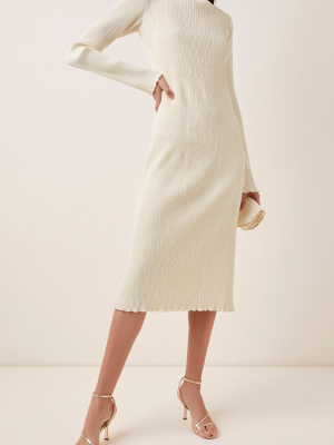 Adrienne Pleated Silk And Wool Midi Dress